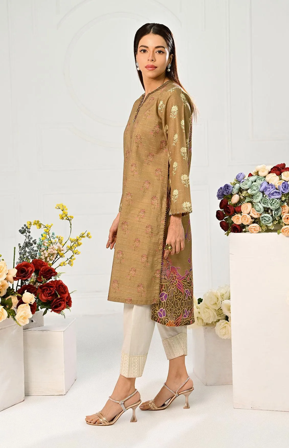 1 Pc | RTW | Fancy Lime Light Skin Colour Lawn Shirt