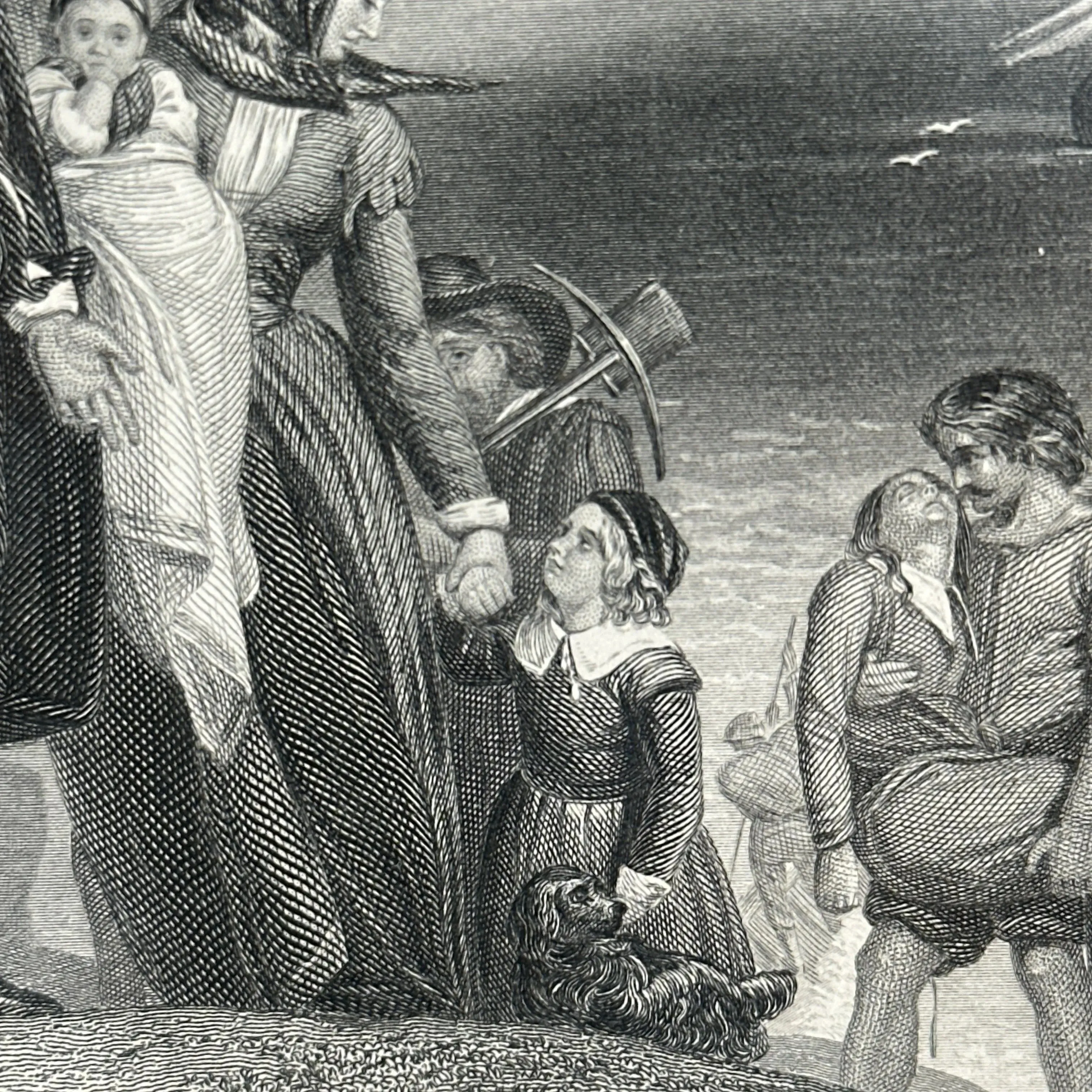 1856 "The First Landing of the Pilgrims" — In a beautiful, antique frame