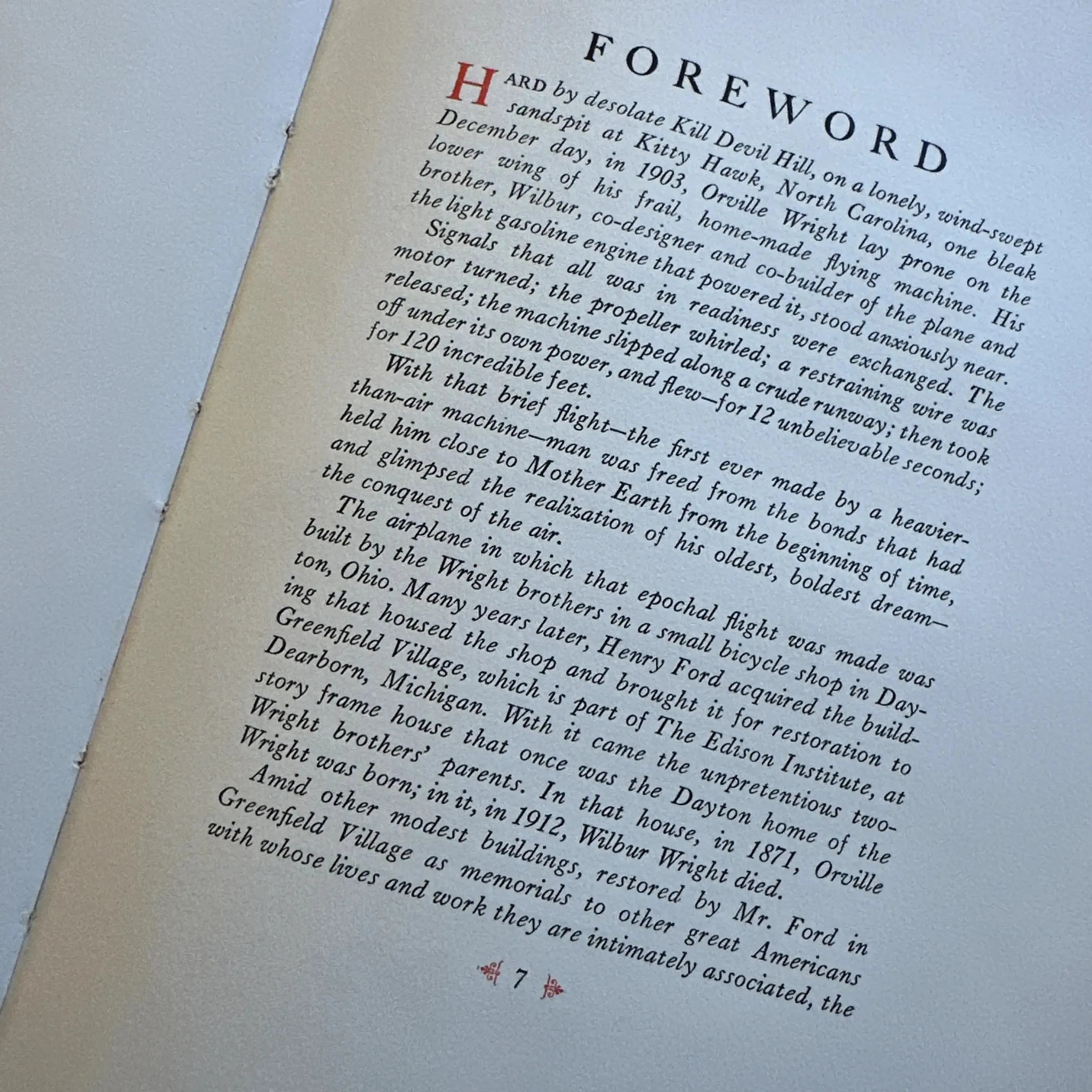 1938 book with rare print from the original negative of the only photo of the Wright Brothers’ first flight