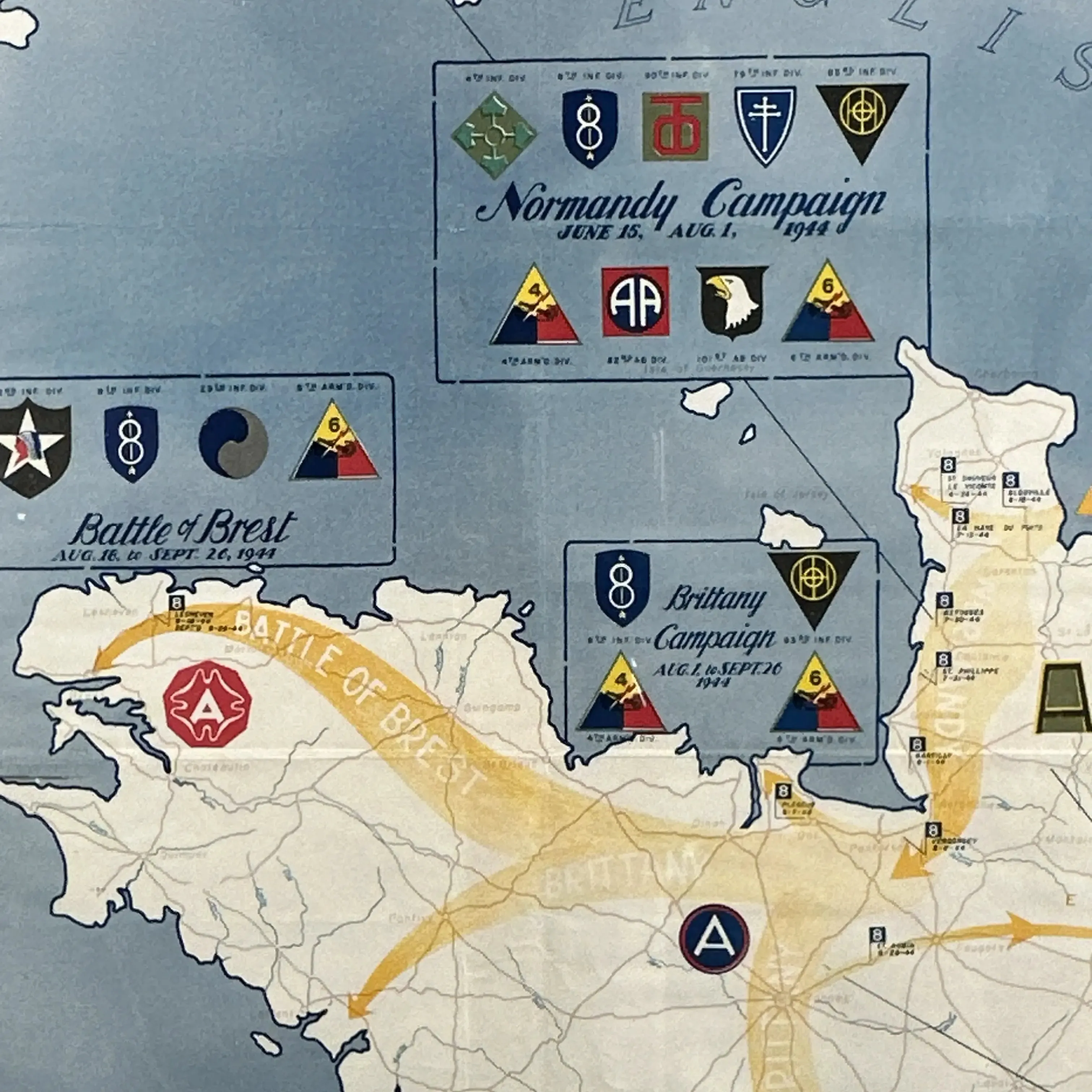 1945 VIII Corps WWII Route Map