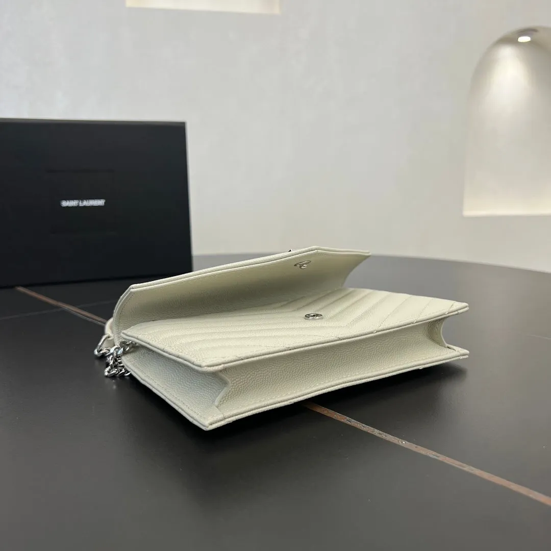 19cm Milk Silver Chain Ball Pattern Leather Envelope Package 393953