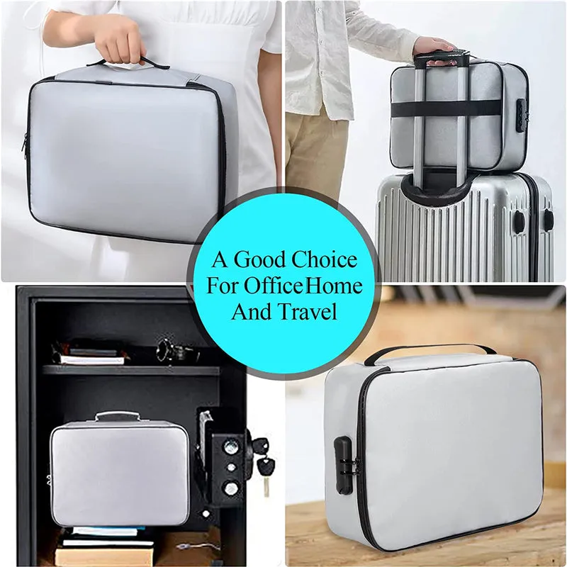 3-Layer Fireproof Important Document Bag with Lock Safe Box