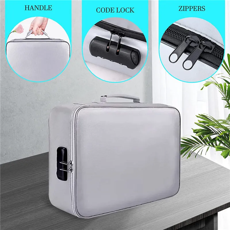 3-Layer Fireproof Important Document Bag with Lock Safe Box