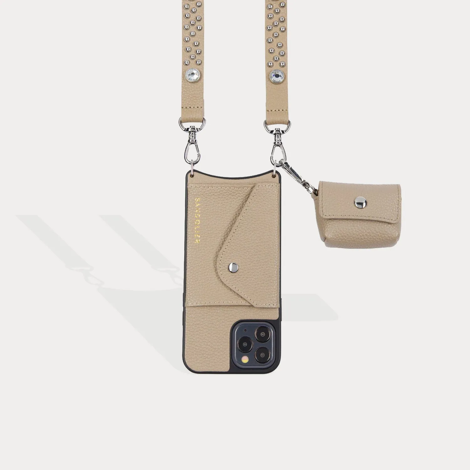 Avery AirPods Clip-On Pouch - Light Taupe/Silver