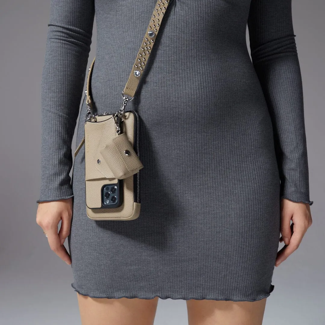 Avery AirPods Clip-On Pouch - Light Taupe/Silver
