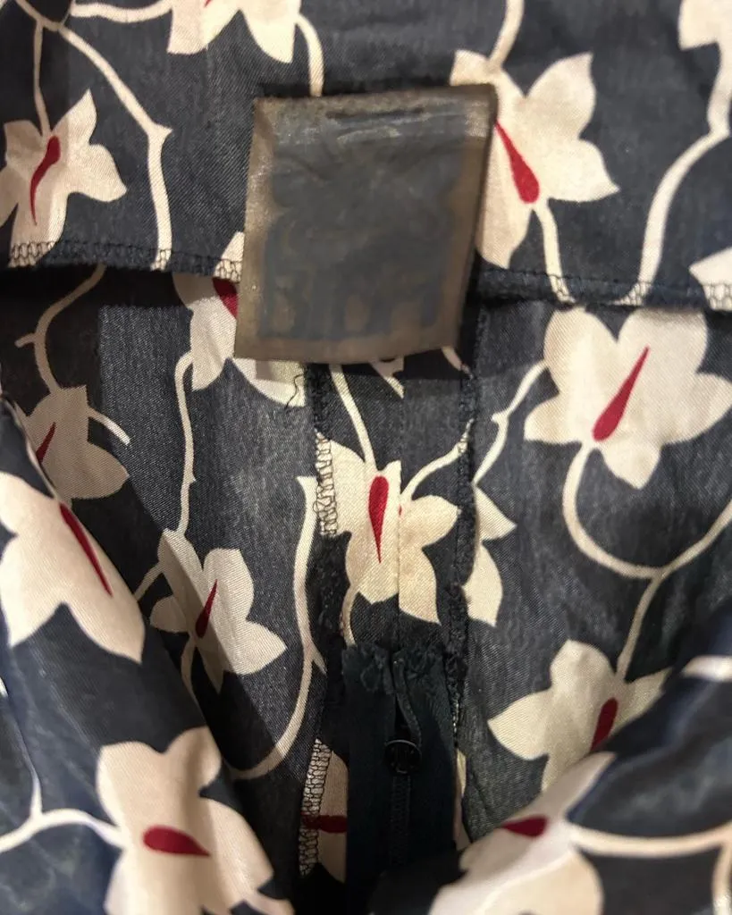 Biba white on black floral print dress