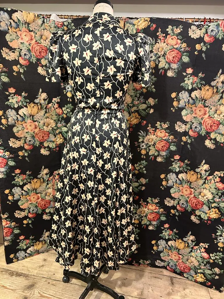 Biba white on black floral print dress