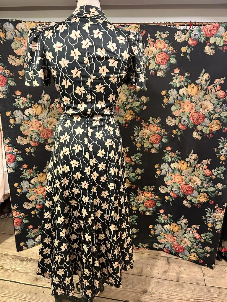 Biba white on black floral print dress