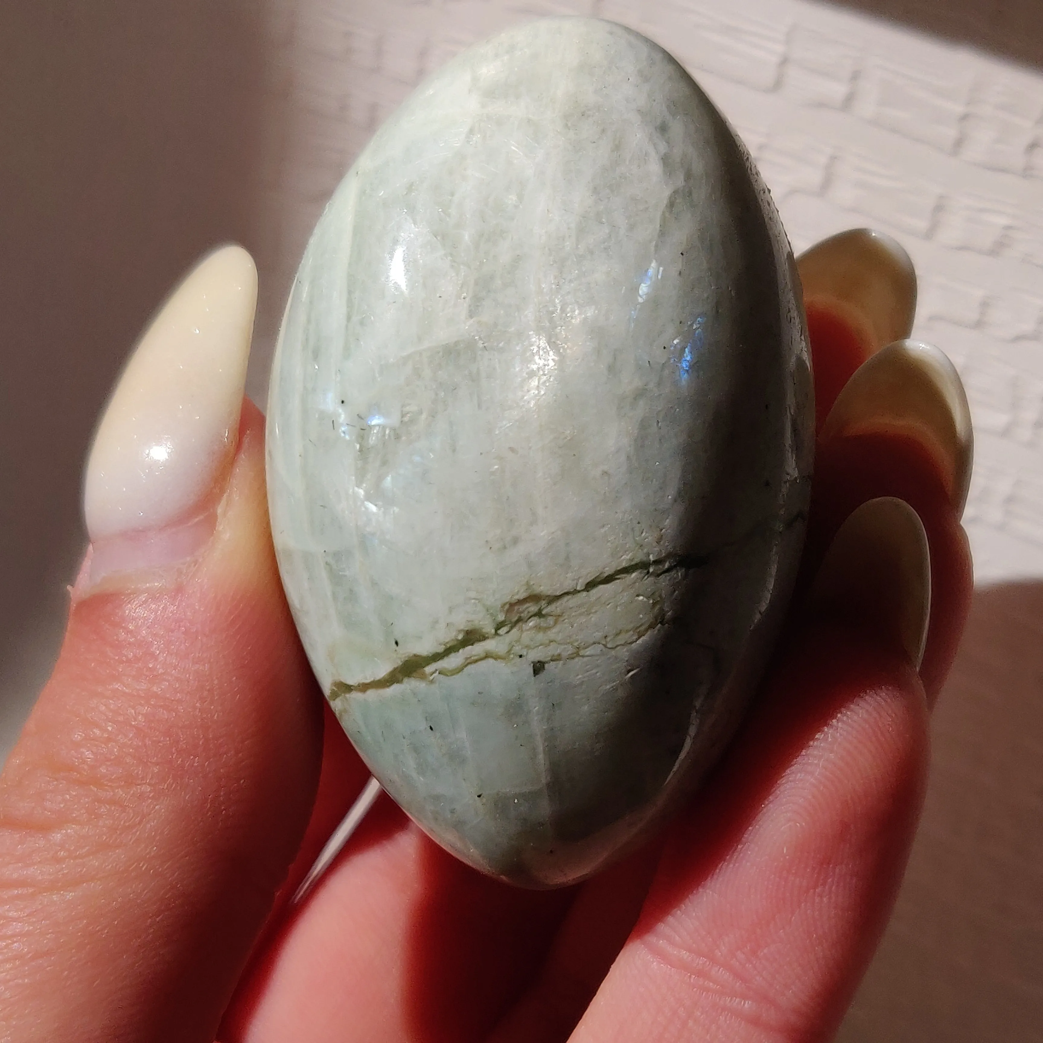 BLUE FLASH Garnierite Palm Stone (#12)