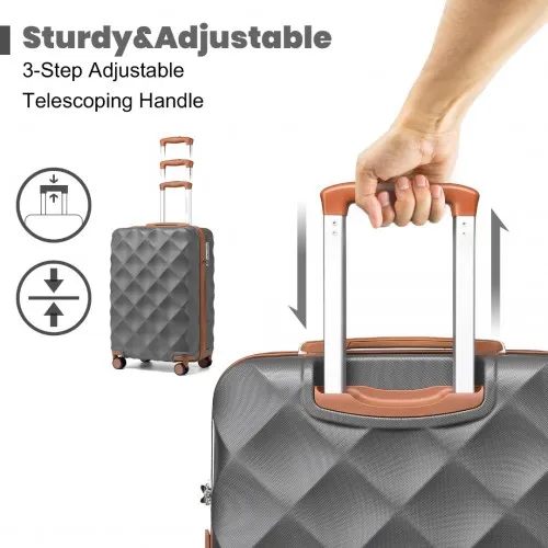 British Traveller 20" Ultralight ABS & Polycarbonate Suitcase with TSA Lock - Grey & Brown