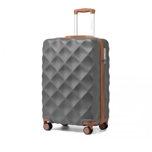British Traveller 20" Ultralight ABS & Polycarbonate Suitcase with TSA Lock - Grey & Brown
