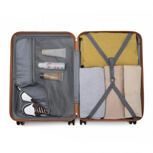 British Traveller 20" Ultralight ABS & Polycarbonate Suitcase with TSA Lock - Grey & Brown