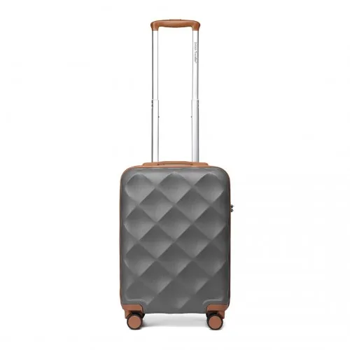 British Traveller 20" Ultralight ABS & Polycarbonate Suitcase with TSA Lock - Grey & Brown
