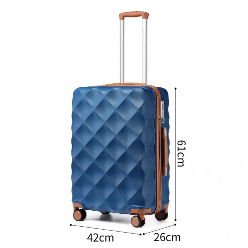 British Traveller 24 Inch Ultralight ABS & Polycarbonate Suitcase with TSA Lock - Navy & Brown