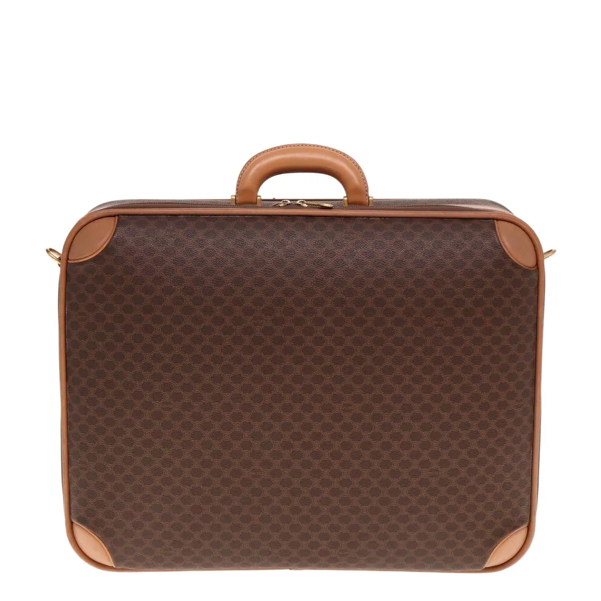 CELINE Macadam Canvas suitcase PVC Leather Brown Auth 76985