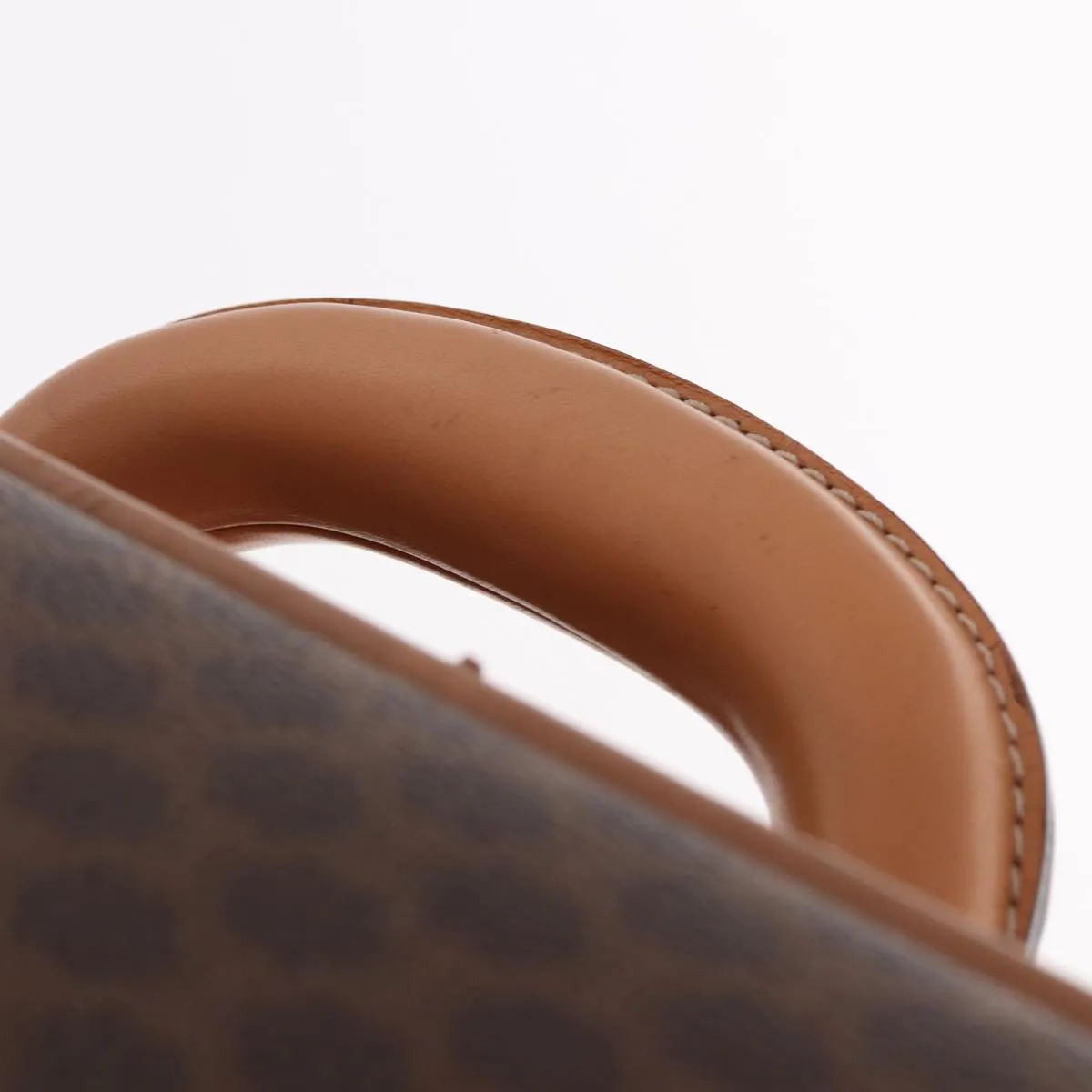 CELINE Macadam Canvas suitcase PVC Leather Brown Auth 76985