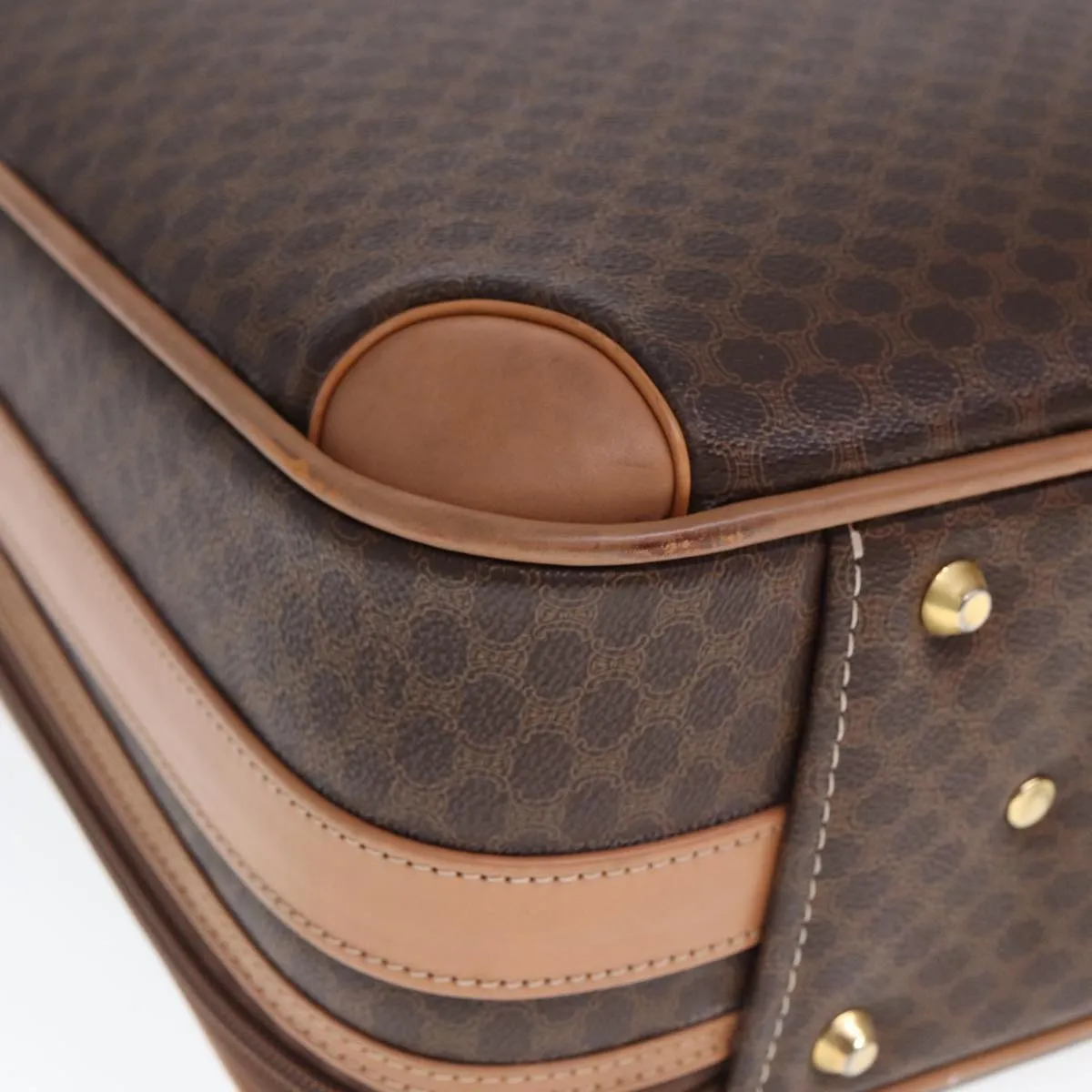 CELINE Macadam Canvas suitcase PVC Leather Brown Auth 76985