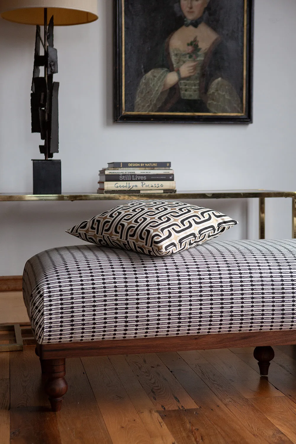 Cotton Throw Pillow In Black And Gold Super 1965