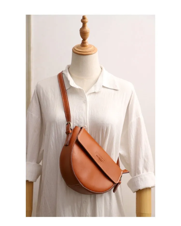 Cute Coffee LEATHER Saddle Bag WOMEN SHOULDER BAG Small Saddle Crossbody Purse FOR WOMEN