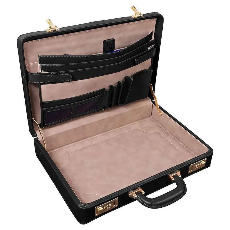 Dazzlo Slim Attache Case Leather 18" Briefcase - Dark Brown