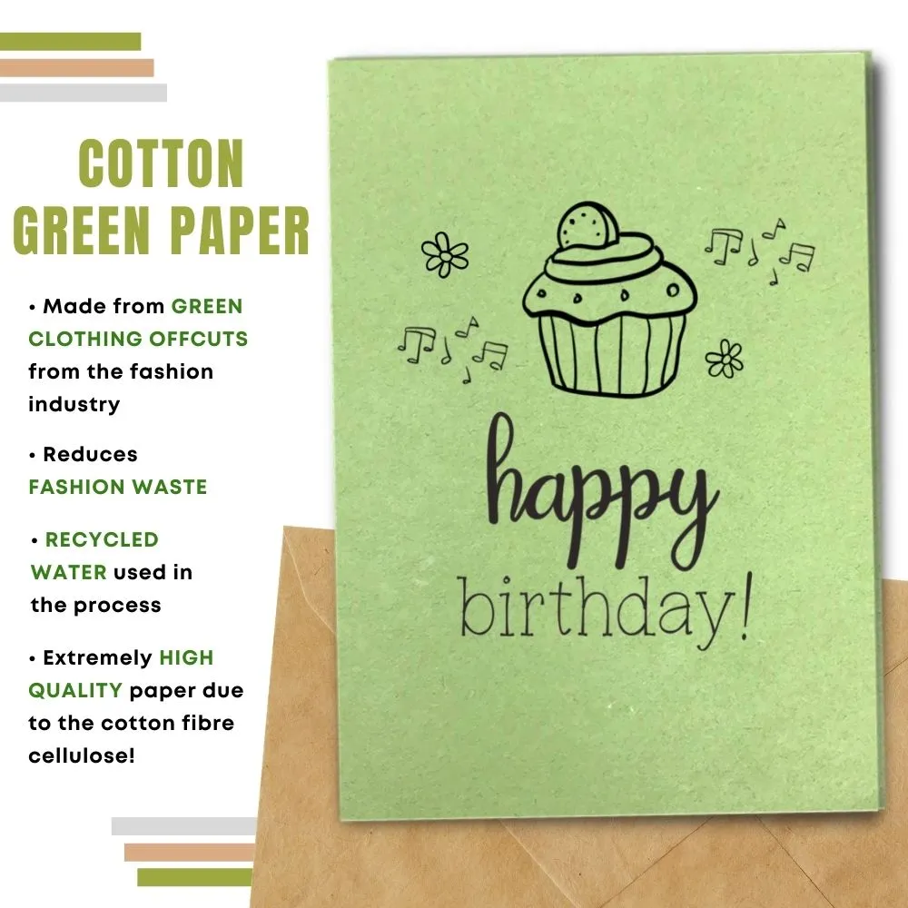 Eco Friendly Happy Birthday Card, Cupcake
