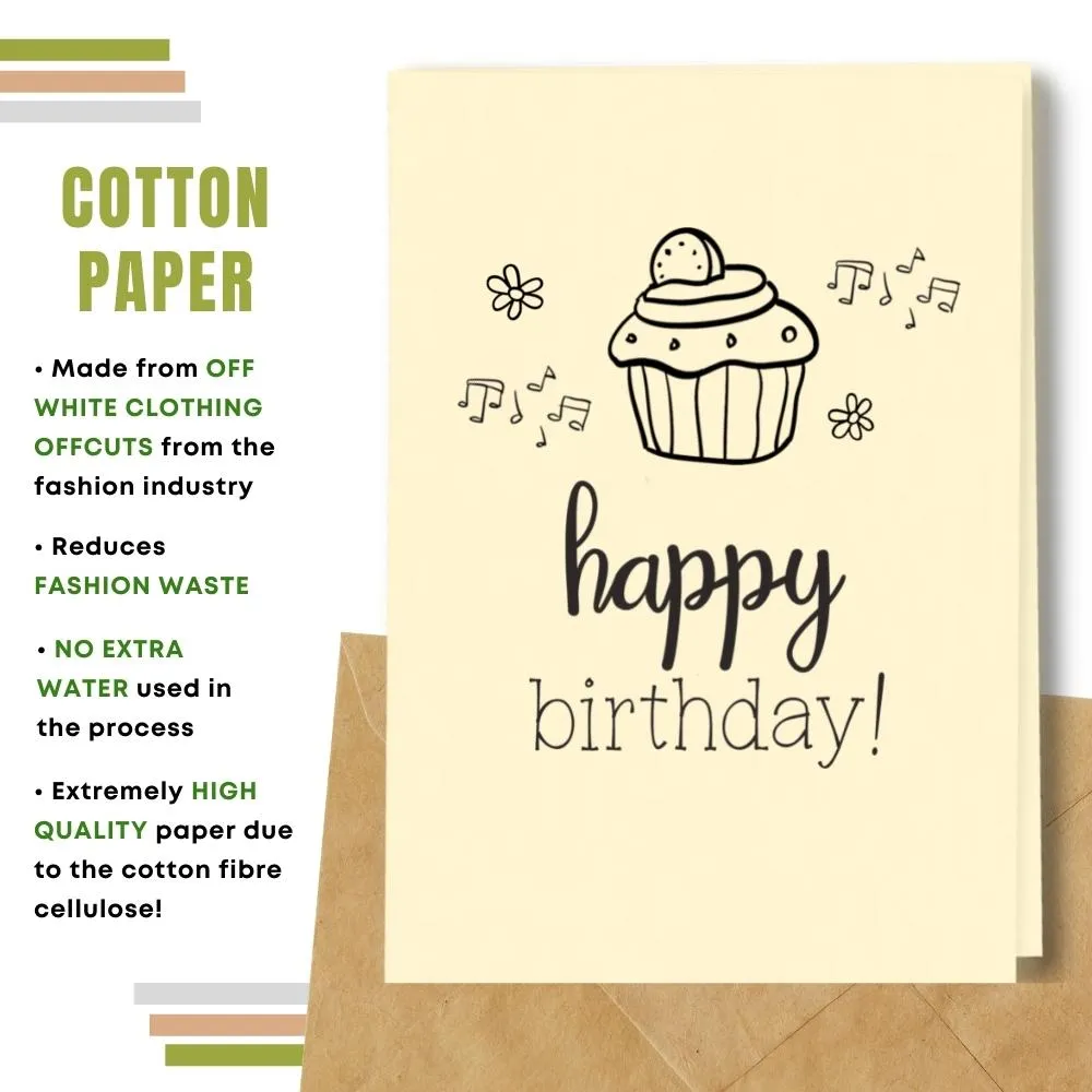 Eco Friendly Happy Birthday Card, Cupcake