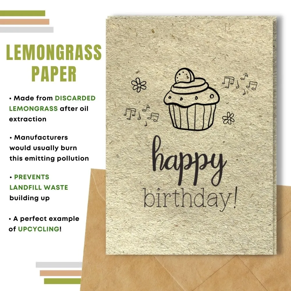 Eco Friendly Happy Birthday Card, Cupcake