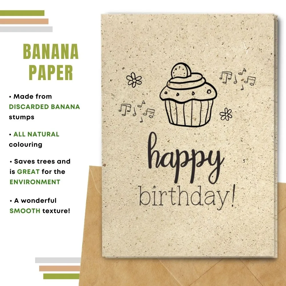 Eco Friendly Happy Birthday Card, Cupcake