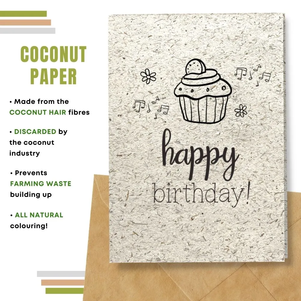 Eco Friendly Happy Birthday Card, Cupcake