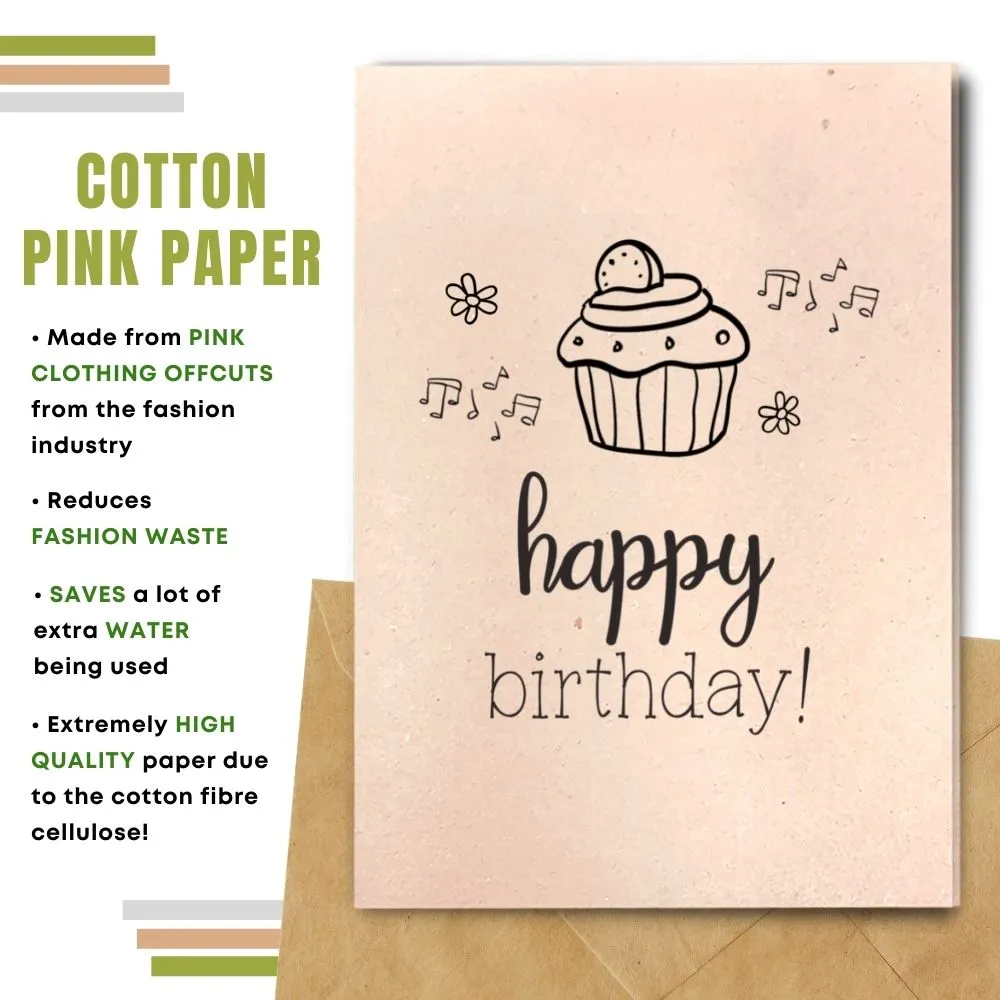Eco Friendly Happy Birthday Card, Cupcake