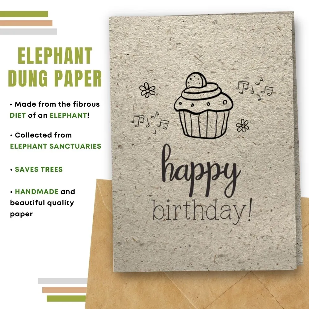 Eco Friendly Happy Birthday Card, Cupcake