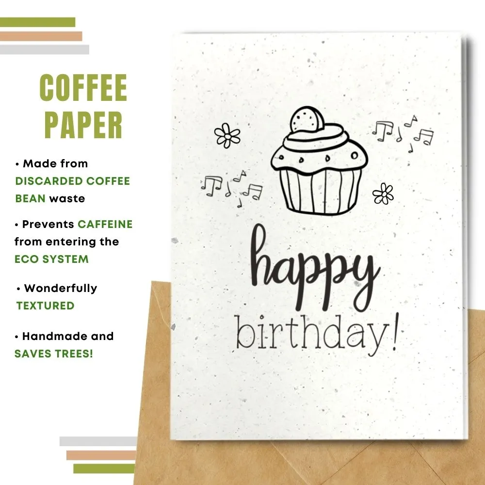 Eco Friendly Happy Birthday Card, Cupcake