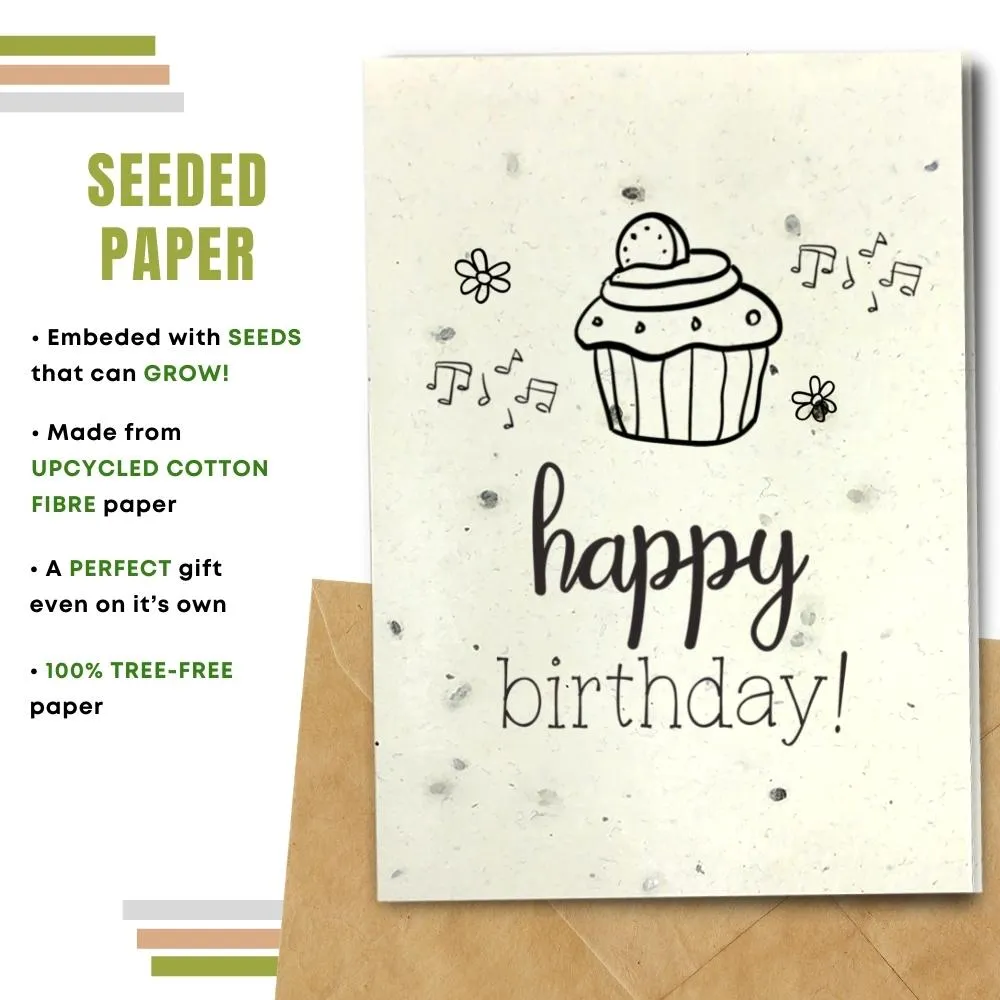 Eco Friendly Happy Birthday Card, Cupcake