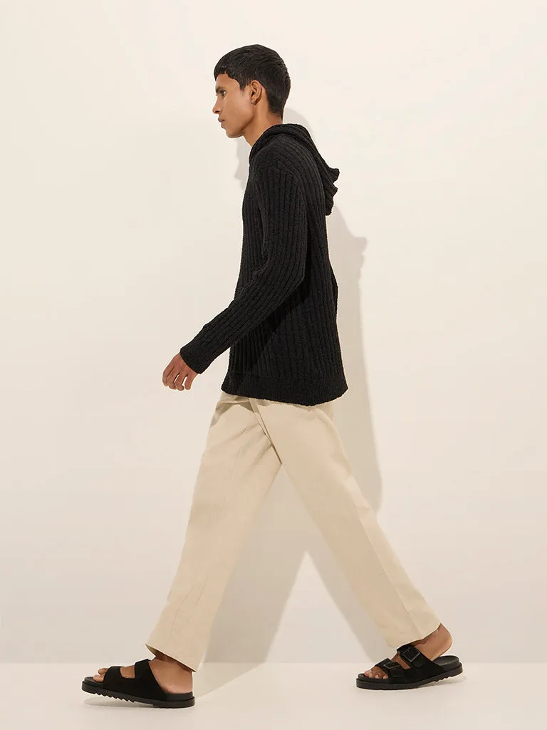 ETA Black Ribbed-Textured Relaxed-Fit Sweatshirt
