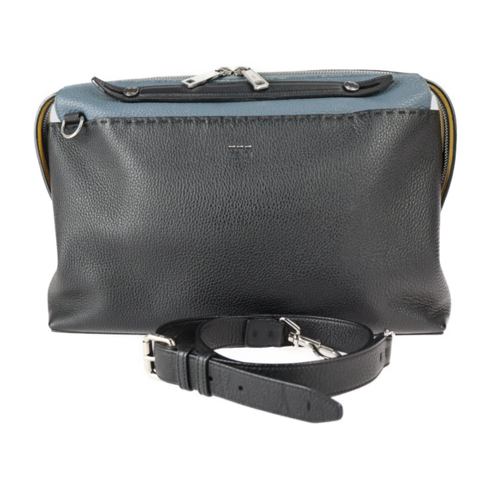 Fendi Selleria  blue yellow Leather Briefcase ()