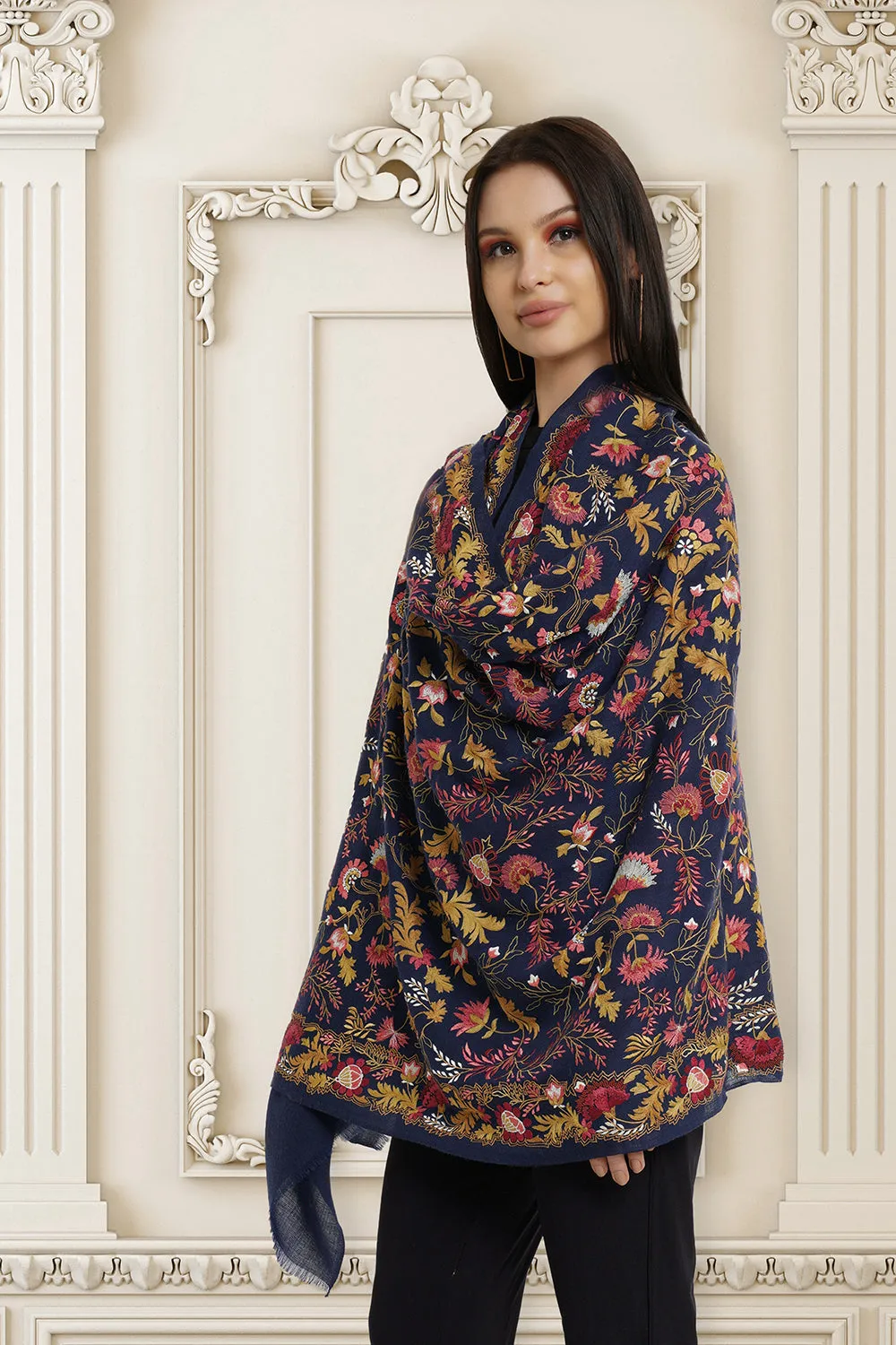 Floral Orchestra | Embroidered Pure Cashmere Shawl