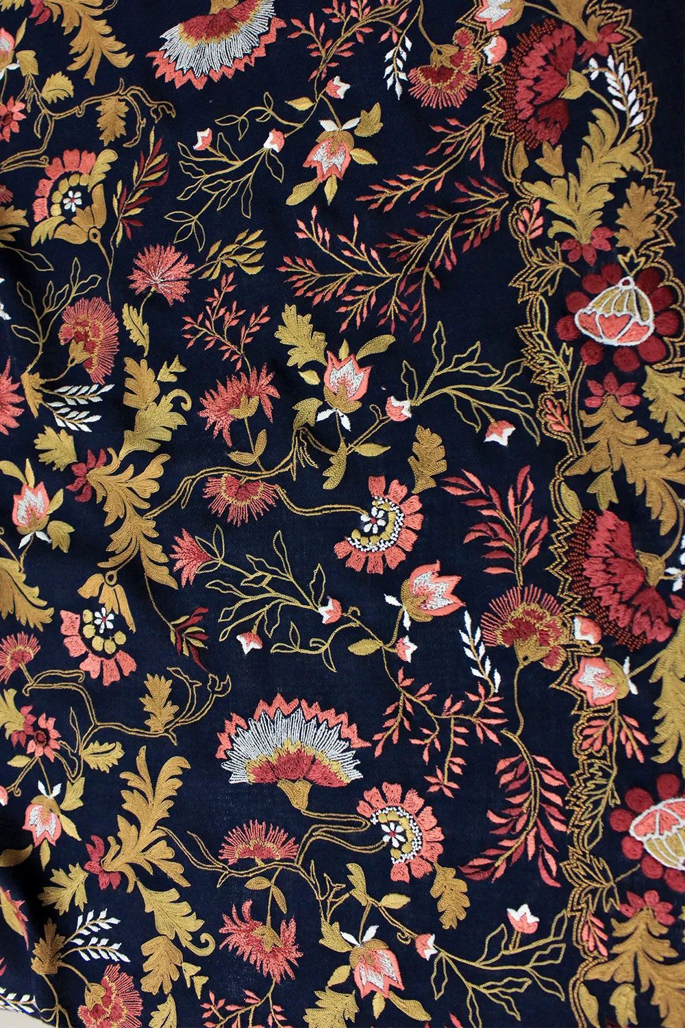 Floral Orchestra | Embroidered Pure Cashmere Shawl
