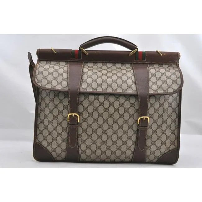 Gucci Tote W Guccissima Print Sherry Line Xxl Overnight Satcheltote W Wide Stripe Brown G Logoredgre