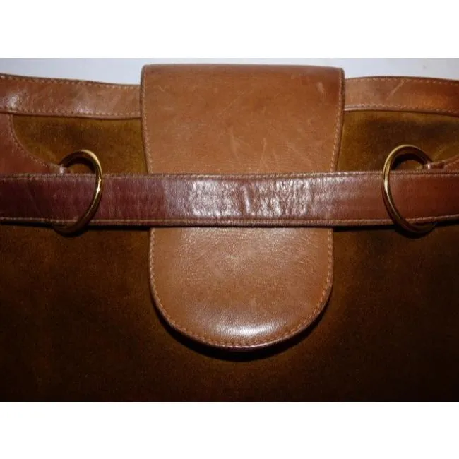Gucci Vintage Brown Suede Camel Leather Hobo Bag
