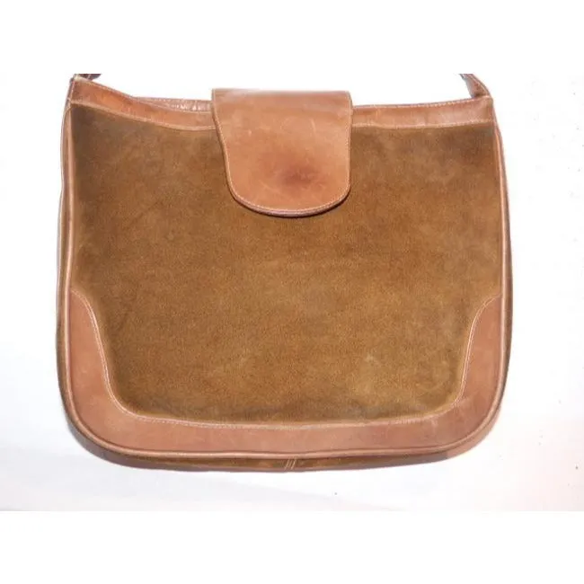 Gucci Vintage Brown Suede Camel Leather Hobo Bag