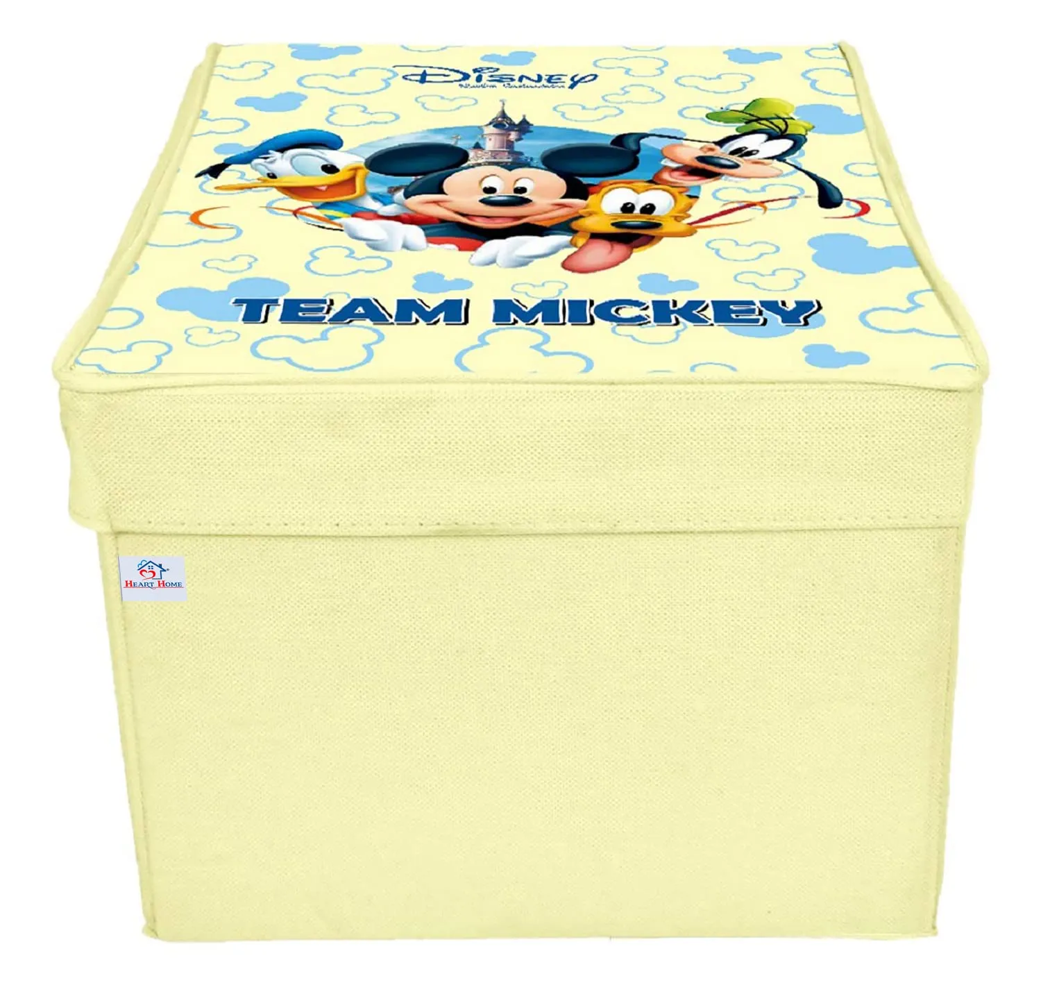 Heart Home Disney Team Mickey Printed Multipurposes Non-Woven Flodable Storage Box/Oragnizer (Cream)-HS43HEARTH26566