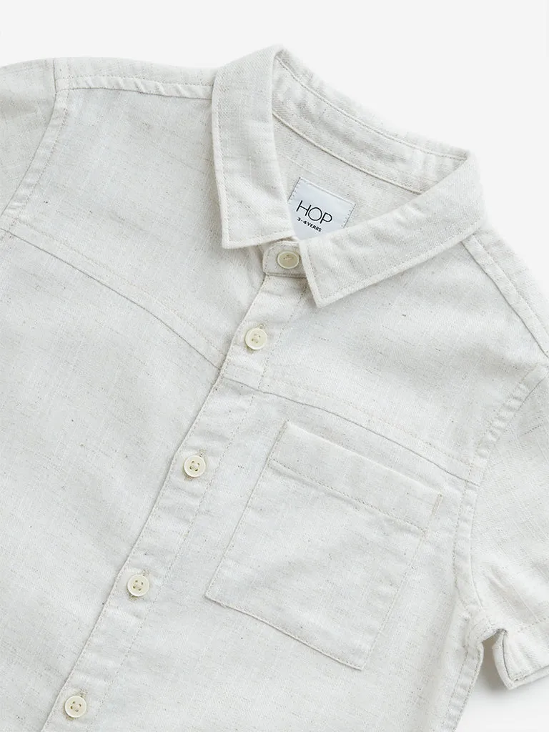 HOP Kids Light Beige Cotton Blend Shirt