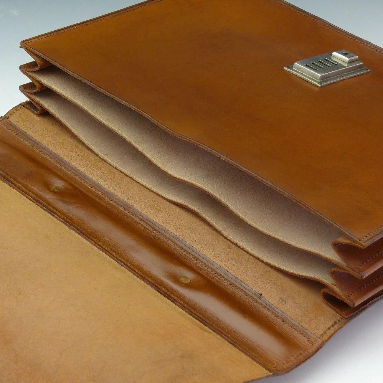 Leather Briefcase with Nickel Lock