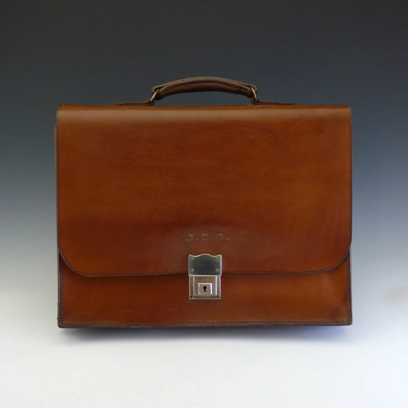 Leather Briefcase with Nickel Lock