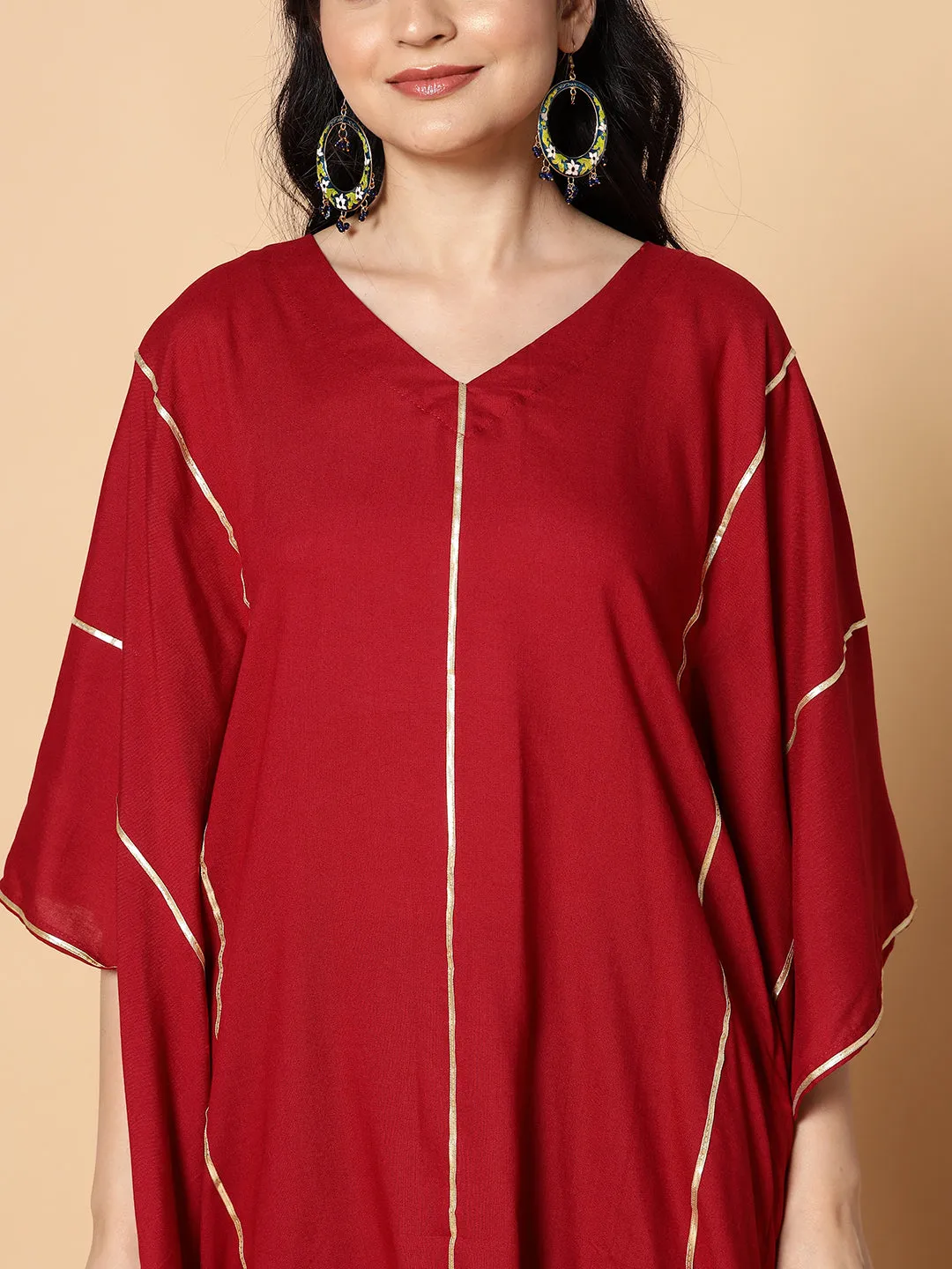Maroon Festive Kaftan Kurta - GulabJamun