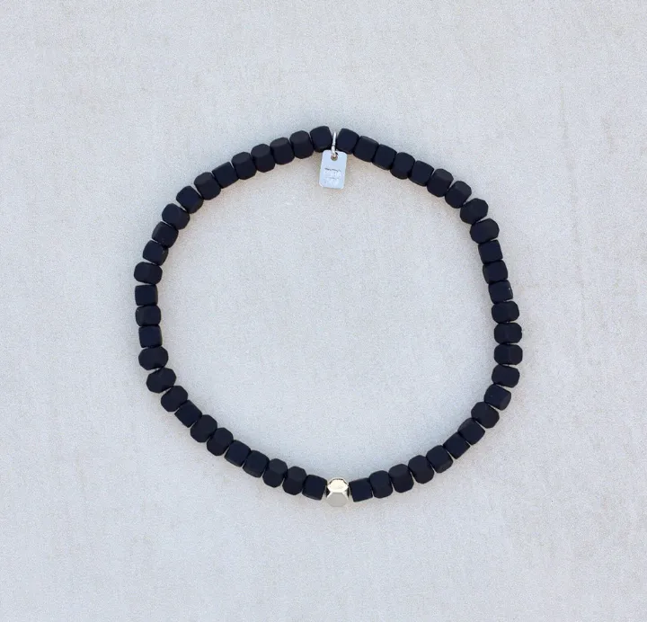 Mens Puravida Coated Hematite Stretch bracelet