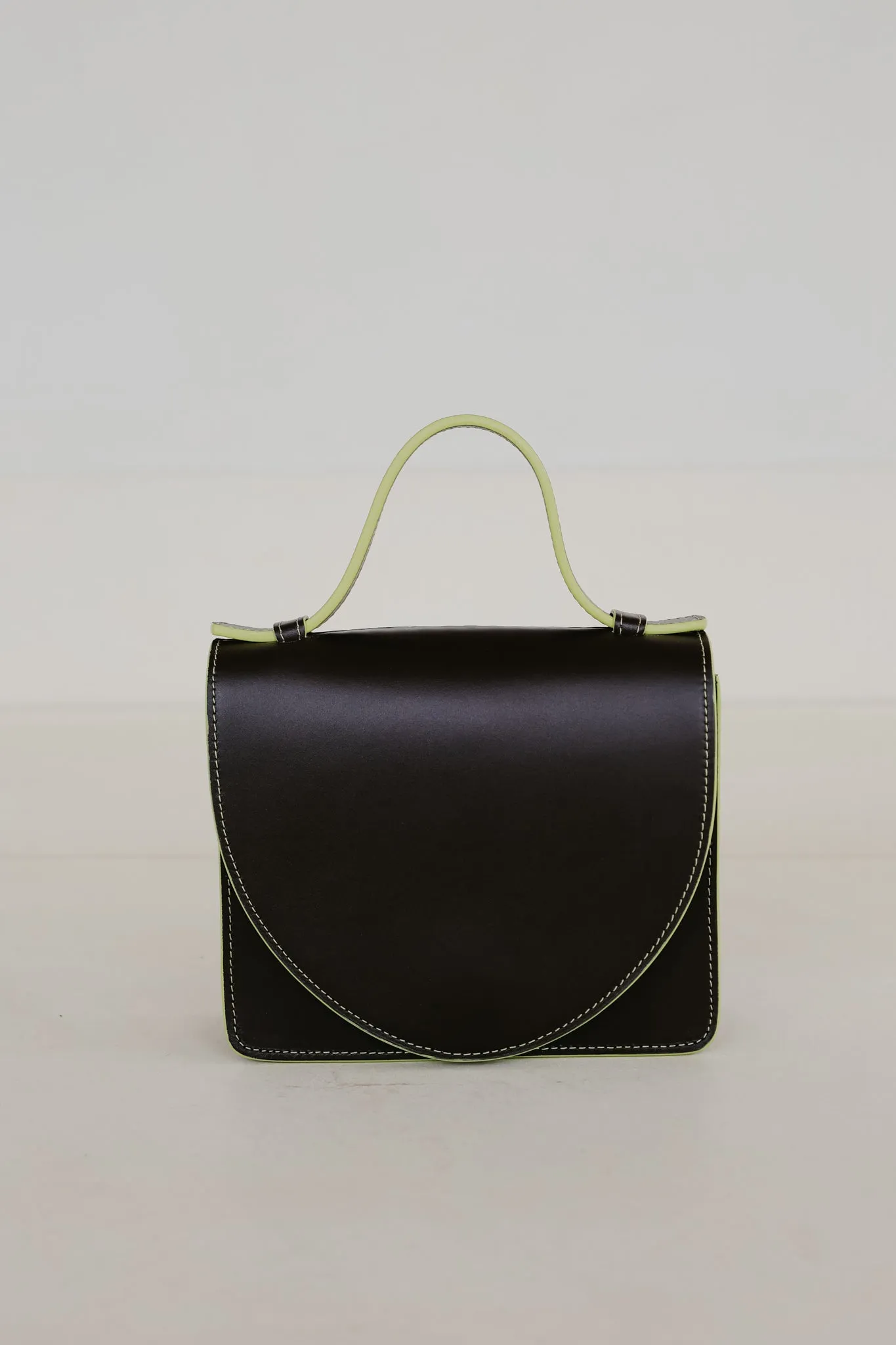 Micro Briefcase | Stitched Ebony / Lime