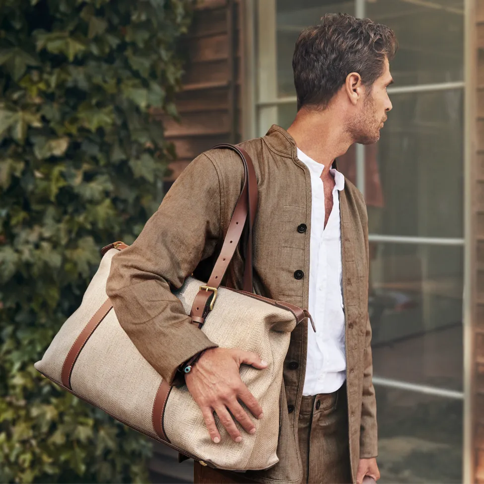 M/S Holdall – Grand Herringbone/Cuoio
