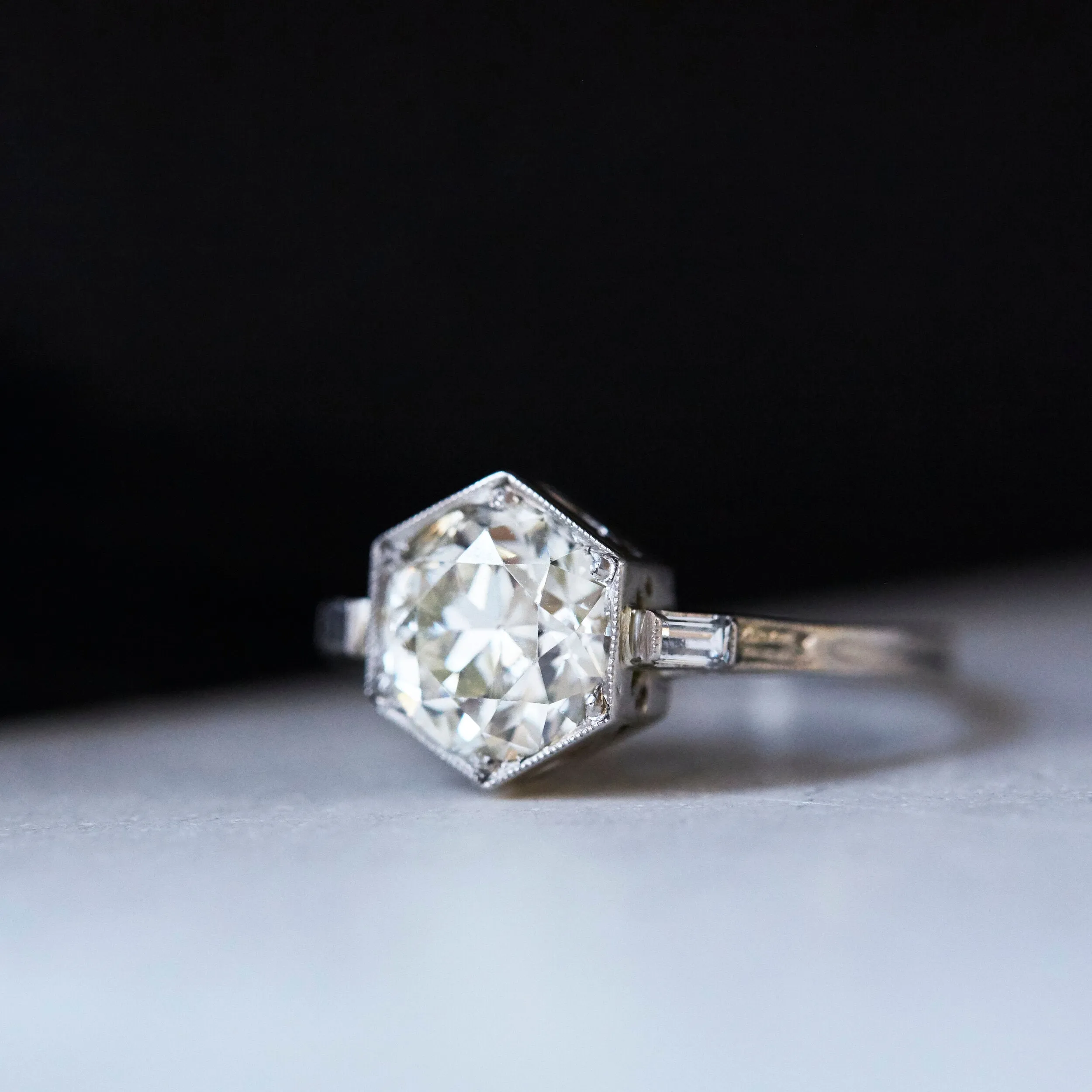 Old European Cut Hexagon Ring