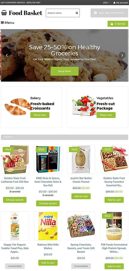 Online Food Basket - Shopify Themes